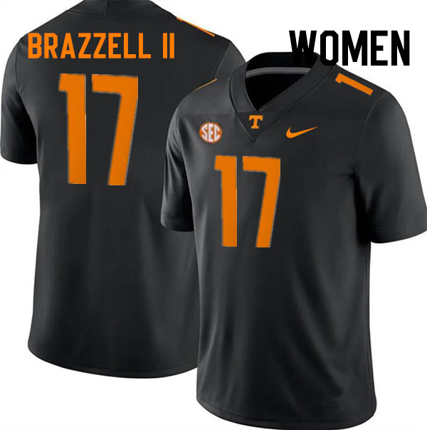 Women #17 Chris Brazzell II Tennessee Volunteers College Football Jerseys Stitched-Black